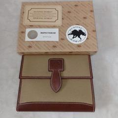 極美品　ハンティングワールド 三つ折り財布 レザー キャンバス 極美品〉HUNTINGWORLD ハンティングワールド 財布 三つ折り