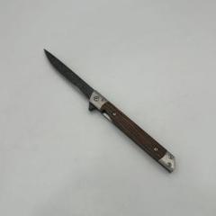 ダマスカス風フォールディングナイフ 木製ハンドル シース付き 新品未使用のサムネイル