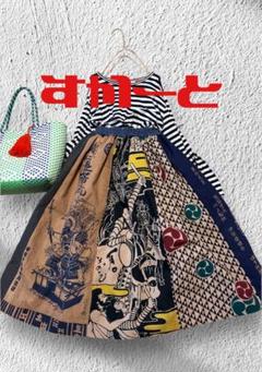 柿渋染め　歌舞伎浮世絵柄　古布　風呂敷　ハンドメイド d671a948047bd8df9713a44a32638c