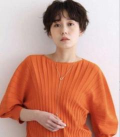 新品同様✳︎インディヴィ INDIVI オレンジ リブニット 五分丈