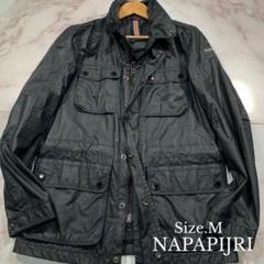 napapijri ♫ フード付きミリタリージャケット M オリーブグリーン