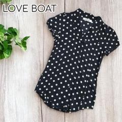 LOVE BOAT ドットシャツブラウスパフスリーブ　黒×白　Y2K