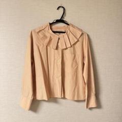 マーガレット・ハウエル ラッフルカラーシャツ　ボックス フリルシャツ ピンク