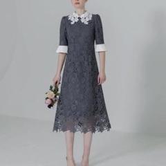 ⚠︎ 【LEJA】花柄レースカラースパンコール刺繍Aラインフレアドレス レジャ Leja 花柄レースカラースパンコール刺繍Aラインフレ