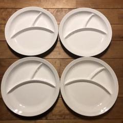 【4枚セット】25.5cm三つ仕切プレート食器 ホワイト 日本製