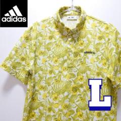 adidasGOLFアディダス　ゴルフウェア　半袖花柄黄色　メンズL【美品】