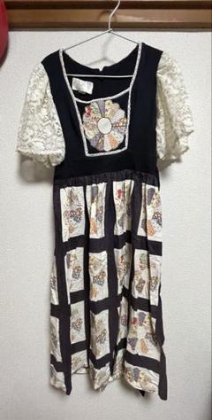 70s vintage パッチワーク柄 フレアスリーブ ワンピース vintage＊70s パッチワーク柄パフスリーブワンピース - メルカリ