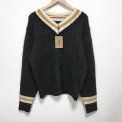 タグ付き新品　STUSSY ステューシーモヘアニットテニスセーター　チャコール