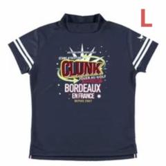 クランク CLUNK グラフィック半袖モックシャツ Lサイズ ネイビー
