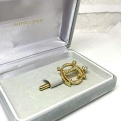 極美品✨ ディオール ピンブローチ CDロゴ ラインストーン ゴールド 箱付き Christian Dior - クリスチャンディオール ピンブローチ ライン