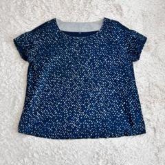 美品　パラスパレス　しずく柄ブラウス　プルオーバー　半袖　藍色　総柄 美品✨パラスパレス インディゴ 藍染花柄リネン開襟半袖シャツ