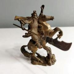 縁起物 風水 関羽像 関羽 騎馬 赤兎馬 青龍偃月刀 真鍮 開運 金運 商売繁盛