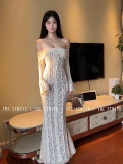 妖精×セクシー ピュアレースロングワンピース♡春コーデ　キャバ