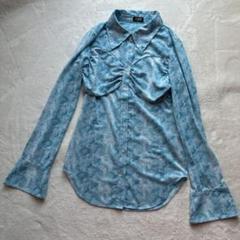 【パメオポーズ】Kate Shirts SKY2023AW ブルー総柄Y2K