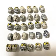 陶器ビーズ とんぼ珠 ふくろう 30個 和装 アクセサリー r6