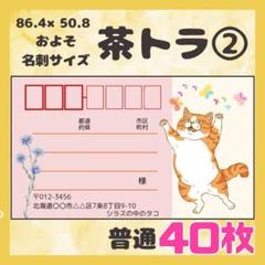 【茶トラ②】宛名シール　差出人シール　普通サイズ　40枚　シンプル　動物　ネコ