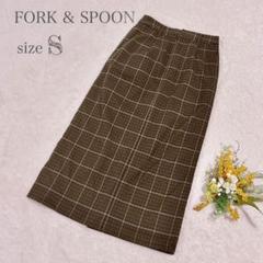 【FORK&SPOON】ロングスカート チェック柄 ウエストゴム 裏地あり S