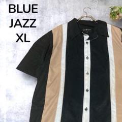 【希少】BLUE JAZZ オープンカラー ストライプ半袖シャツ XL 輸入古着