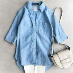 美品△MADISONBLUE マディソンブルー/シャンブレーBDシャツ 水色