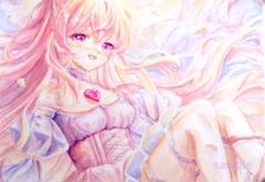 手描きイラスト　オリジナル　女の子　「天空の女の子」