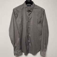 Theory メンズ　ネイビー×ベージュのチェック柄長袖シャツ
