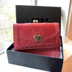 【レア】アナスイ アーバンがま口財布 牛革 折り財布　二つ折り財布　濃いピンク