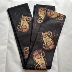 美品 ポリ 現代 名古屋帯 猫 猫 着物 個性的 黄土色 371 - メルカリ