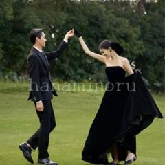 ベロア　ドレス　結婚式　前撮り　パーティー　二次会　お色直し　披露宴　黒