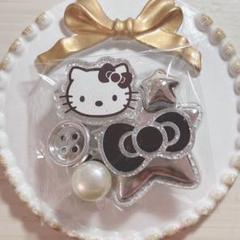 キティちゃん シルバー 黒 パール クロックス ジビッツ 5個セット