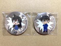コナンアプリ ペア ハート グリッター 缶バッジ 工藤新一 毛利蘭