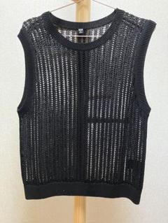 UNIQLO メッシュ編み ブラックニットベスト XL