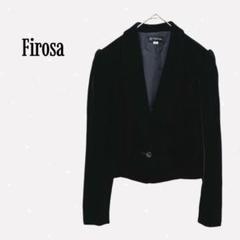 フォローザ【M】テーラードジャケット ベロア生地 ブラックフォーマル オフィス