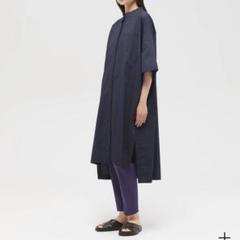 【美品✨️】ミズイロインド スタンドカラーハーフスリーブシャツワンピース ホワイト