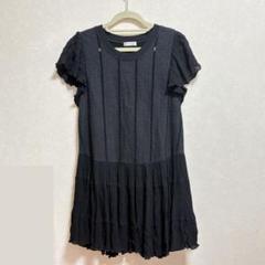 新品　axes femme アクシーズファム　フリル袖 黒 チュニック 半袖