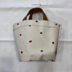 LUDLOWラドローワイドレザートリムラフィアトートバッグかご