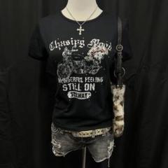 平成ギャル　y2k グランジ　ピチT 半袖　ラメ　ラインストーン　英字　punk