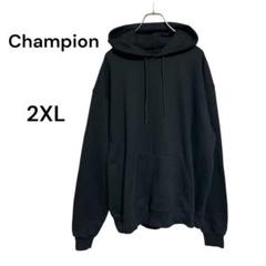 Champion ブラック プルオーバーパーカー　2XL　ゆったり感　微裏起毛