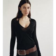 ZARA セミシースルーギャザー入りトップスのサムネイル
