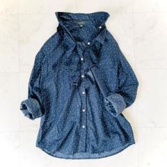 美品　ラルフローレン　デニムシャツ　エンブレム刺繍　ゆったり　レディースL相当 美品 ラルフローレン デニムシャツ エンブレム刺繍 ゆったり