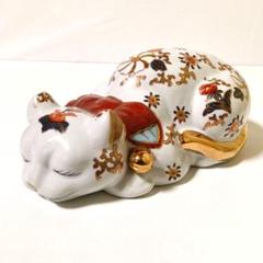 骨董品　眠り猫　陶器製 金彩　花柄猫の置物 Yahoo!オークション -「眠り猫 陶器」の落札相場・落札価格