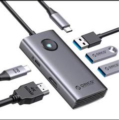 USBCハブ 5-in-1 USB4K HDMI出力60W PD充電グレー