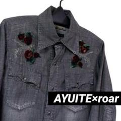 AYUITE×roar シャツ 七分袖 薔薇 ピストル ラインストーン ダメージ