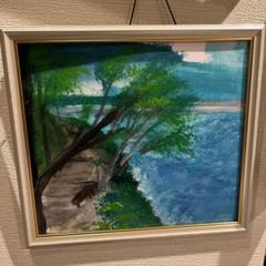 水野秀則作 【熱海風景】 風景画 油彩画 黒フレーム