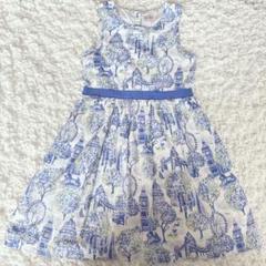 Cath Kids ロンドン風景プリント ノースリーブワンピース 7-8YRS