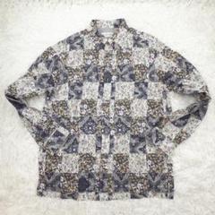 美品◎santafe サンタフェ 総柄長袖シャツ パッチワーク 花柄 ペイズリー