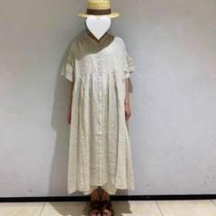 SM2 サマンサモスモス 立川限定 袖フリルワンピース 立川限定】リネンフリルカラー前開きワンピース（オフホワイト