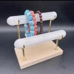 セレナイト　ブレスレットホルダー3段　ブレスレットスタンド アクセサリーホルダー セレナイト ブレスレット ディスプレイスタンド ジュエリー