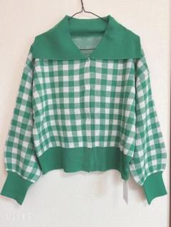 【新品】GRL 緑と白のチェック柄カーディガン