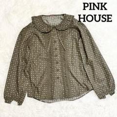 PINK HOUSE ピンクハウス ピコフリル ピンタック ブラウス 総柄 バラ PINK HOUSE ピンクハウス ピコフリル ピンタック ブラウス 総柄 バラ