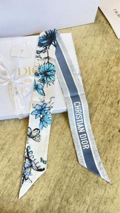 美品⭐︎Christian Dior シルクスカーフ 青 ゴールド